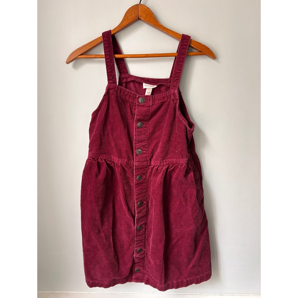 Cat & Jack Girls XL 14 Burgundy Corduroy Button Front Jumper Dress